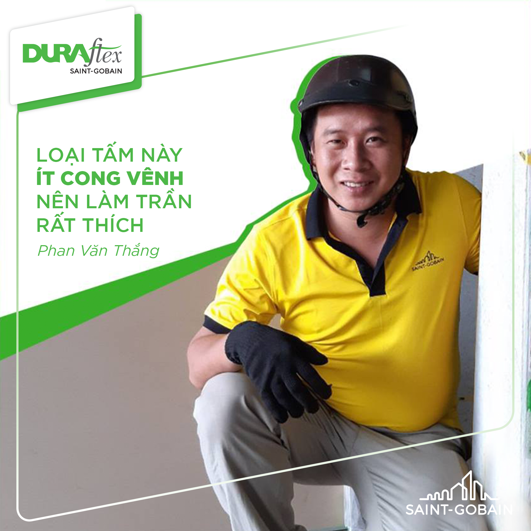 tấm xi măng DURAflex ít cong vênh nên làm trần rất thích hợp