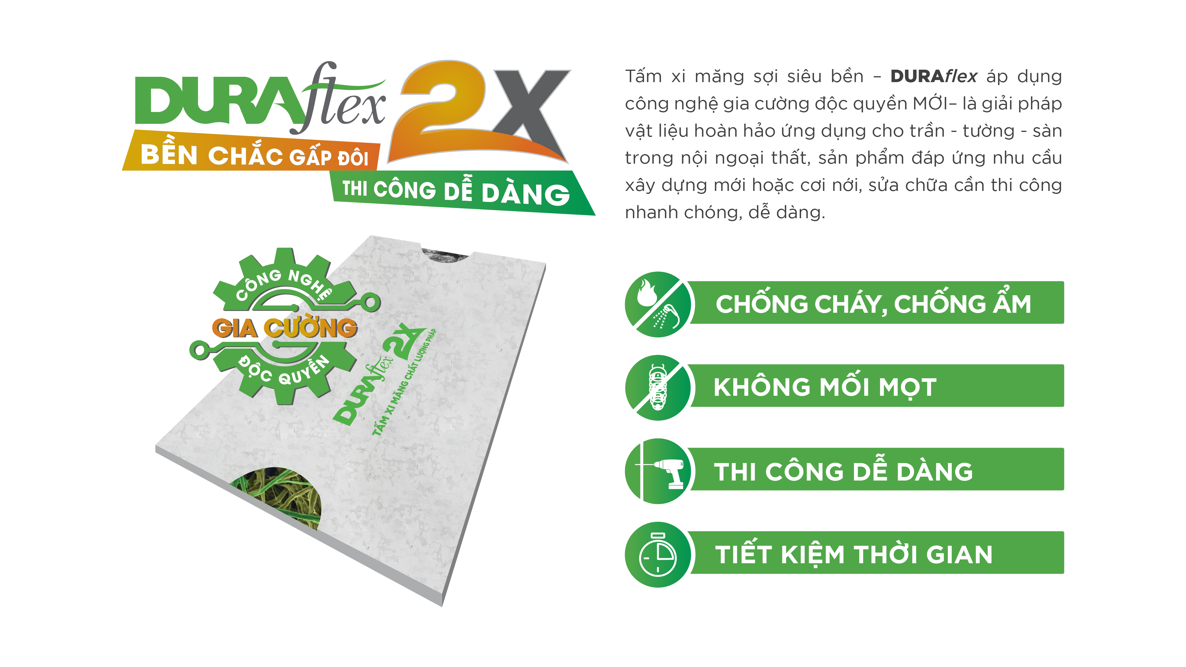 Tấm xi măng sợi siêu bền DURAflex 2X